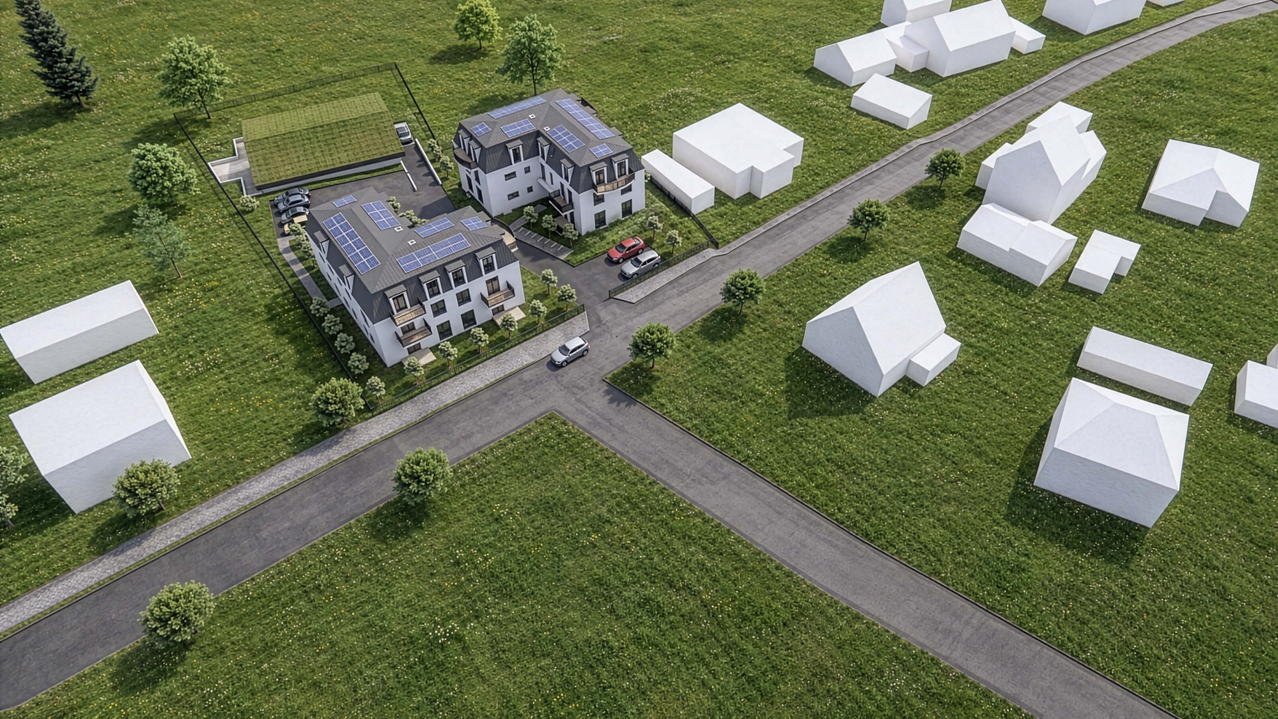 Vicent Architekten Wohnanlage Grünheide Vogelperspektive